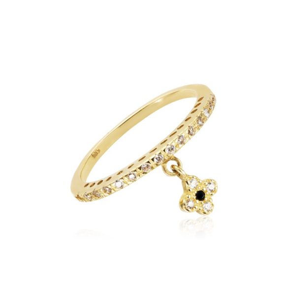 Virágos függővel díszített arany gyűrű