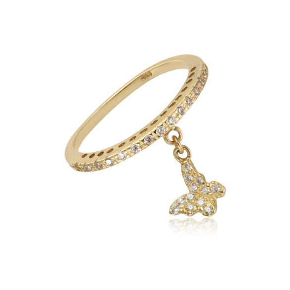 Kövekkel díszített pillangós arany gyűrű