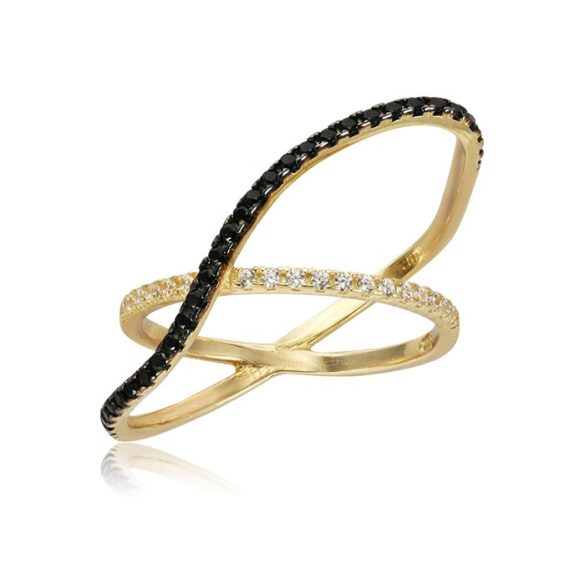 Fekete-fehér köves arany gyűrű