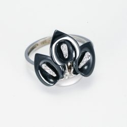 Fekete kála mintás fehérarany gyűrű