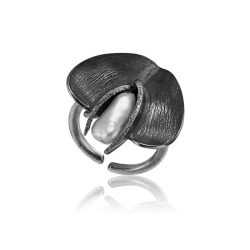 Ezüst Athina Gyűrű – oxidált kontrasztos virágszirom