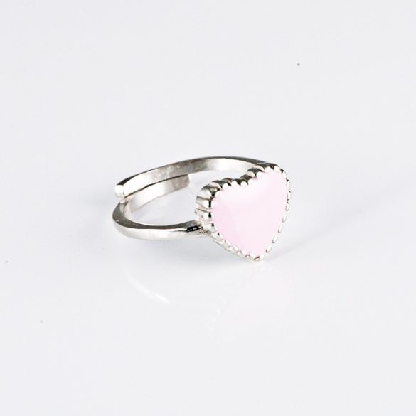 Rózsaszín Szíves Ezüst Gyűrű
