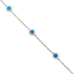 Ezüst karkötő kerek kék opál szemekkel
