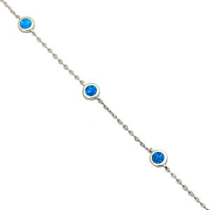 Ezüst karkötő kerek kék opál szemekkel