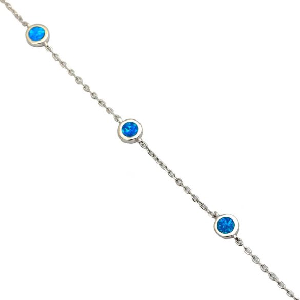 Ezüst karkötő kerek kék opál szemekkel