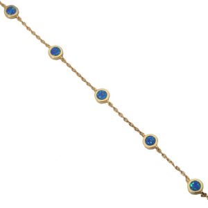 Ezüst női karkötő arany bevonattal opállal