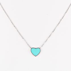 Ezüst Nyaklánc Kék Szív medállal—kicsi