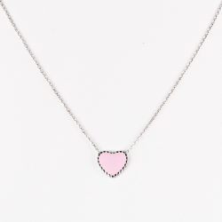 Ezüst Nyaklánc Rózsaszín Szív Medállal—kicsi