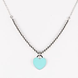 Ezüst Nyaklánc Kék Szív medállal—nagy