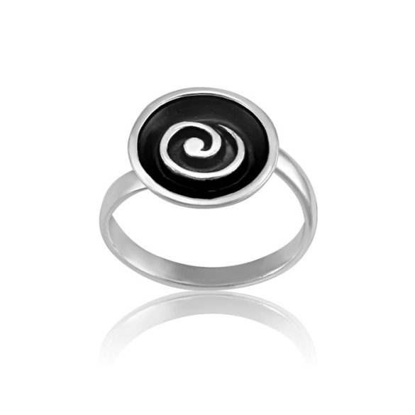 Ezüst Paros Gyűrű- fekete csigavonal