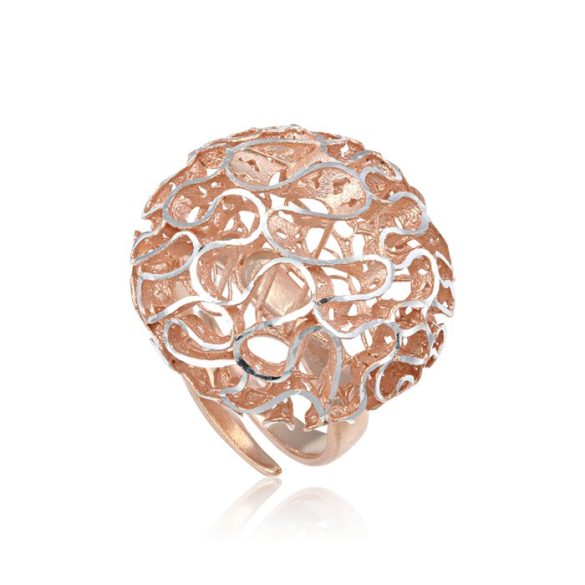 Ezüst Periklis Gyűrű – áttört korall forma rozé színben