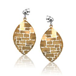 Ezüst Toscana Fülbevaló—rombusz, arany