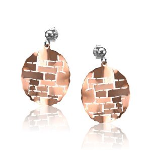 Ezüst Toscana Fülbevaló—kör, rosé