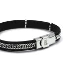 Nemesacél karkötő középen lánccal