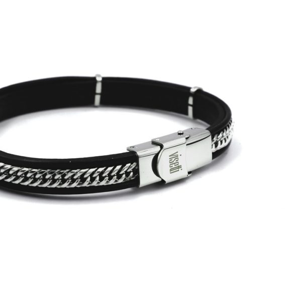 Nemesacél karkötő középen lánccal